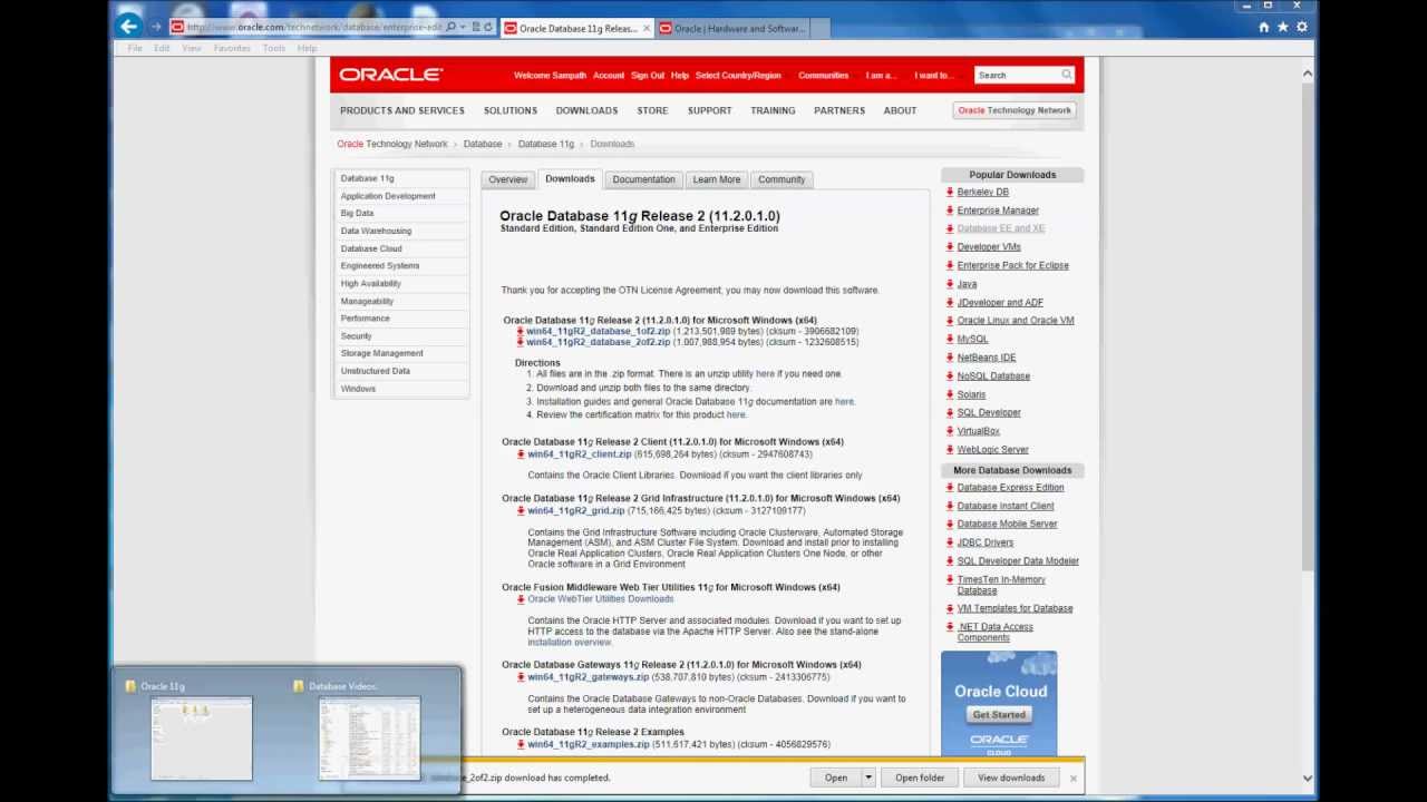 how to download oracle 11g